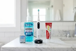 Electric toothbrush floss and mouthwash — dental care routine for gum disease prevention