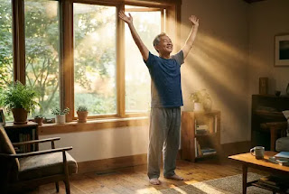 Vitamin D supplement capsules and calcium tablets on a kitchen counter with sunlight