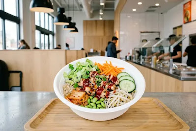 Bibimbap at BIBIBOP Asian Grill — healthy customizable Korean rice bowl at a US fast-casual restaurant
