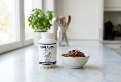 Doenjang vs isoflavone supplement — fermented soybean paste next to soy supplement capsules