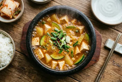 Doenjang jjigae recipe — Korean soybean paste stew with tofu and vegetables