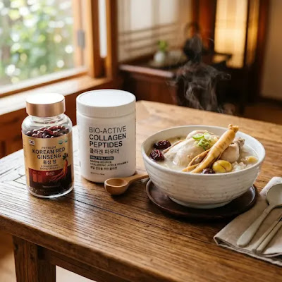 Korean red ginseng supplement and collagen powder as samgyetang supplement alternatives for men over 50