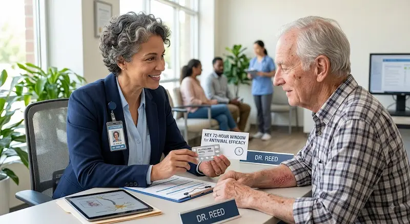 doctor consultation for shingles antiviral treatment within 72 hours