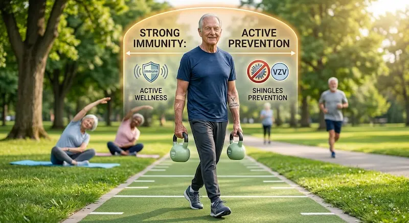 senior healthy lifestyle for shingles prevention and immune support