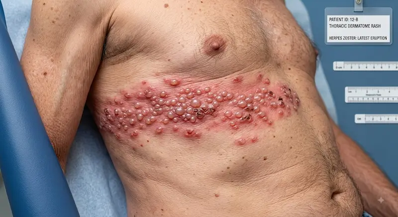 shingles rash following dermatome pattern